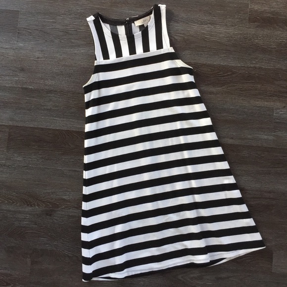 LOFT Dresses & Skirts - Ann Taylor Loft Petites Sleeveless Black Striped Mini Dress